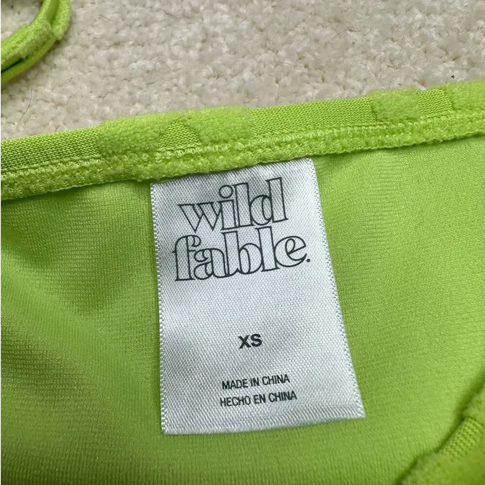 Wild Fable: Floral Terry Cloth Y2K Bikini Bright Green